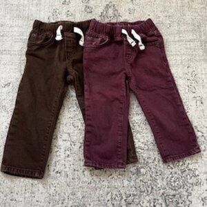 🧡3/15 Bundle x 2 Baby Gap Corduroy Pants Burgundy 18-24 Month & Brown 2 Years